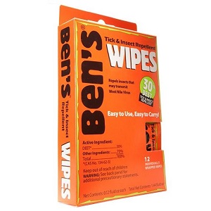 Ben's 30 Tick & Insect Repellent Wipes 12/Box